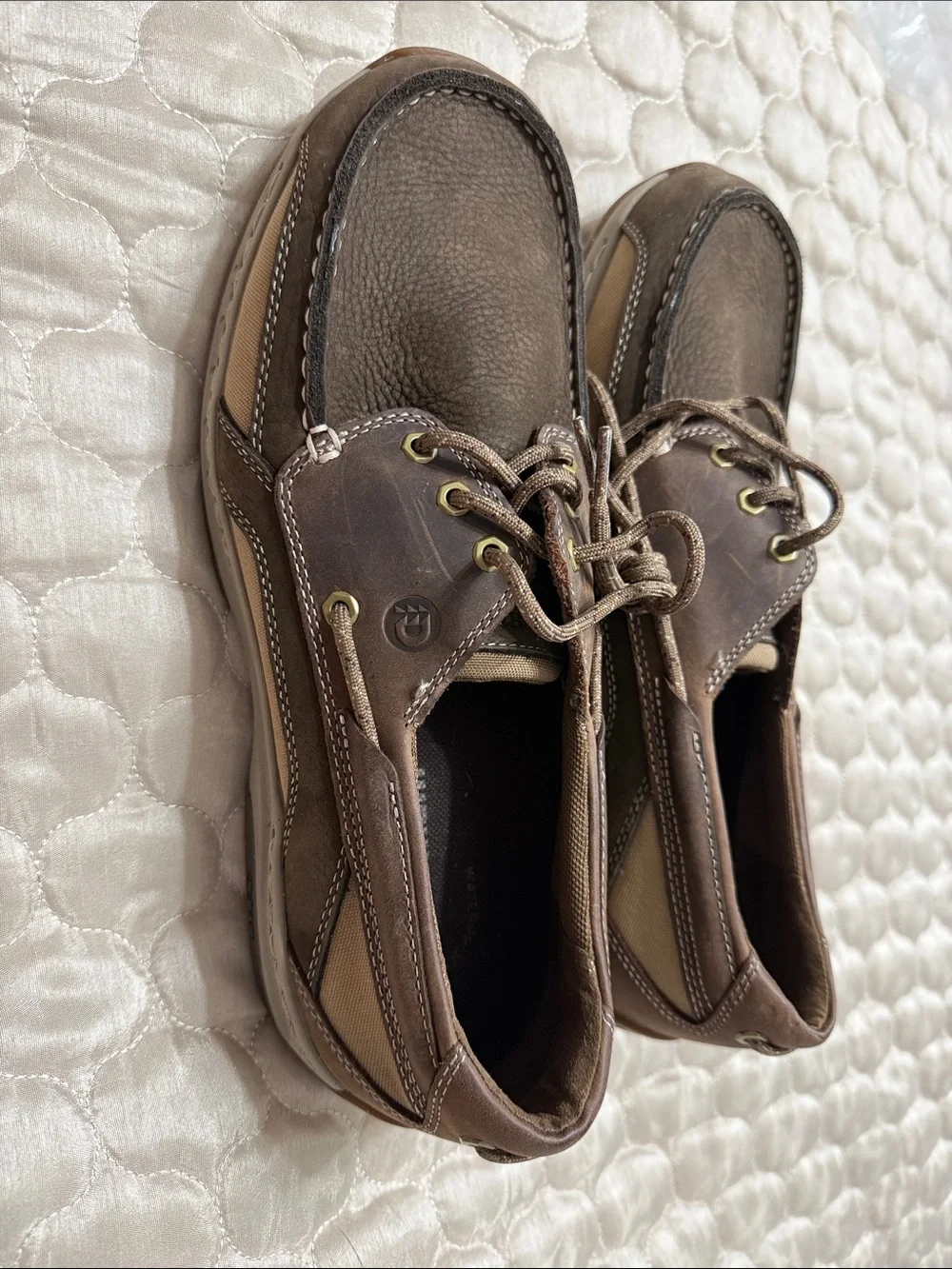 Dunham Men's Two-Tone Brown Leather Boat Shoes